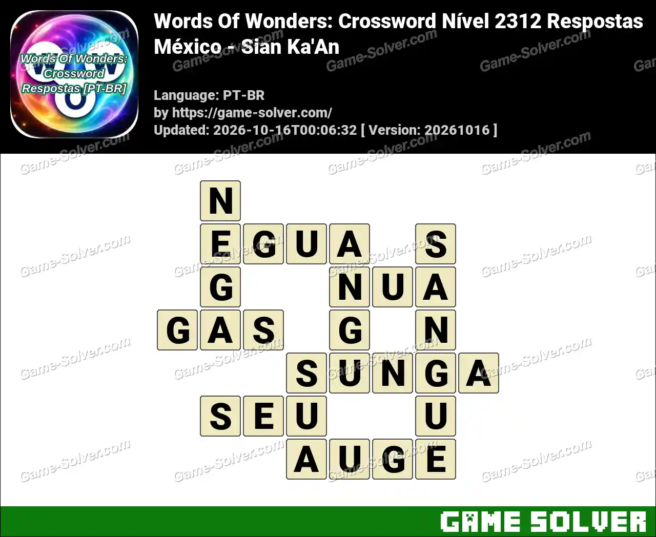 Words Of Wonders: Crossword Nível 2312 Respostas – México – Sian Ka’An